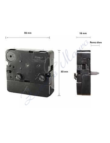 Movimento quadrato con suoneria p/corto completo di 4 lancette 56x52