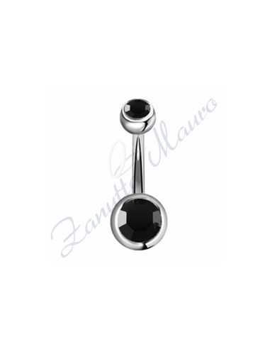 Piercing banana 1,6/10 acciaio 316L 5/8 strass nero