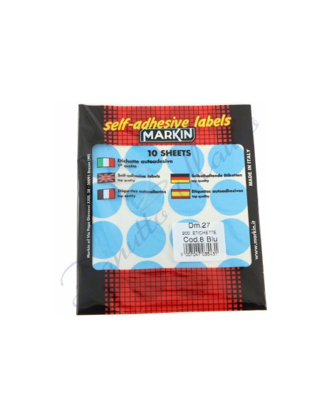 Etichette adesive Markin 8 diam mm 27 colore blu busta da 200 pz