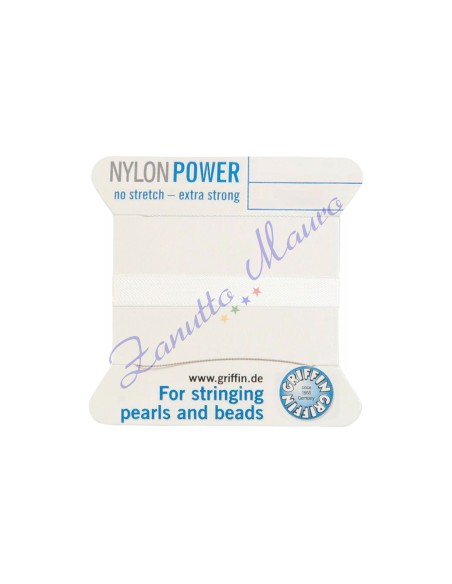 Filo Griffin NylonPower bianco misura 0 (0,3 mm) con 1 ago 2 metri