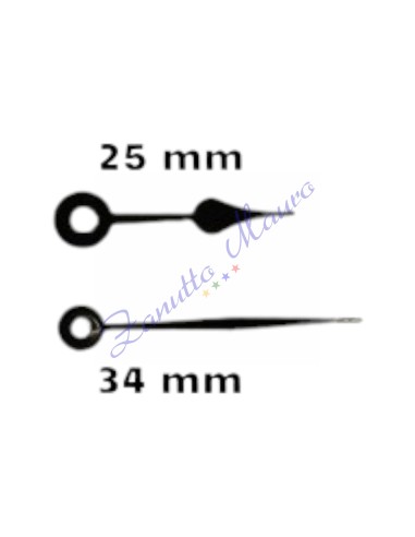 Coppia lancette in alluminio 8910 nere per movimenti sveglia TMP