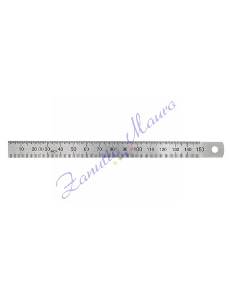 Righello in metallo, acciaio inox, 2 scale, 150 mm