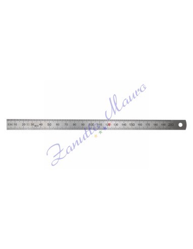 Righello in metallo, acciaio inox, 2 scale, 200 mm