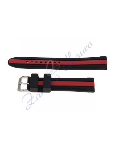 Cinturino JD048 in silicone ansa mm 20 colore nero con banda rossa