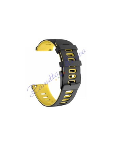 Cinturino J235 silicone soft touch con easy pin mm 20 nero e giallo