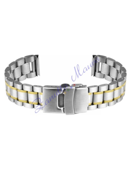 Bracciale GD016 in acciaio solido bicolore gold ansa mm 22