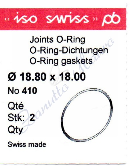 O-Ring Quartz ISO410 busta 2 pz Diam.int. 18.00 sezione 0,40