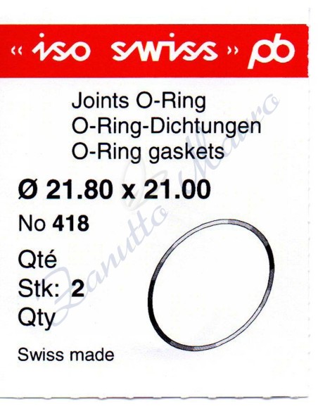 O-Ring Quartz ISO418 busta 2 pz Diam.int. 21.00 sezione 0,40