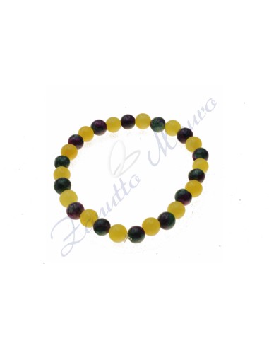 Bracciale elastico in agata gialla e tormalina cm 17