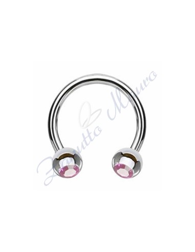 Anello aperto con cristallo viola chiaro mm 1,2x3x8 in acciaio 361L