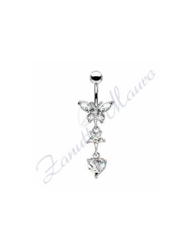 Piercing ombelico farfalla 1.6/30/15 mm 10 in acciaio 316L