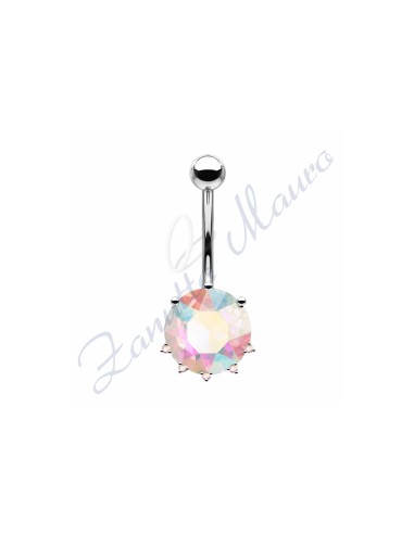 Piercing ombelico cristallo aurora boreale 1.6/9/5 mm 10 in acciaio 316L