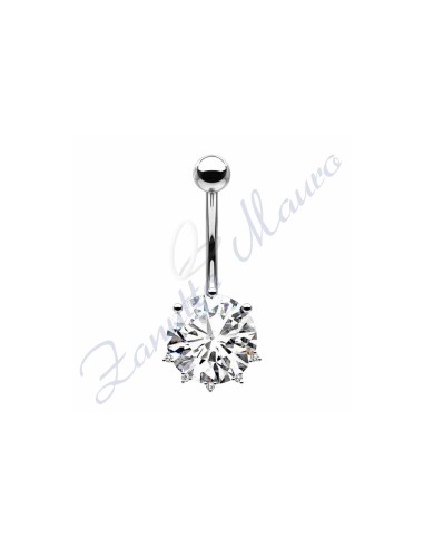 Piercing ombelico cristallo bianco 1.6/9/5 mm 10 in acciaio 316L