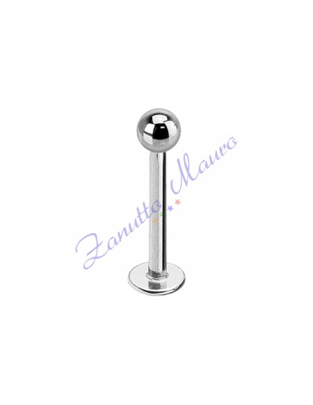 Piercing labret push-in con pallina mm 2 stelo mm 1,2x6 in acciaio