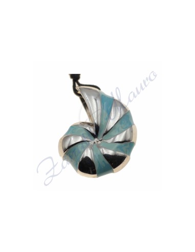 Ciondolo Nautilus in argento 925/1000 con smalto azzurro