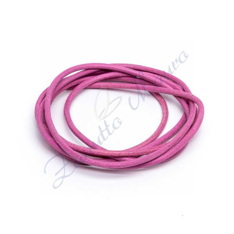 Cordoncino rosa in cuoio diam mm 2