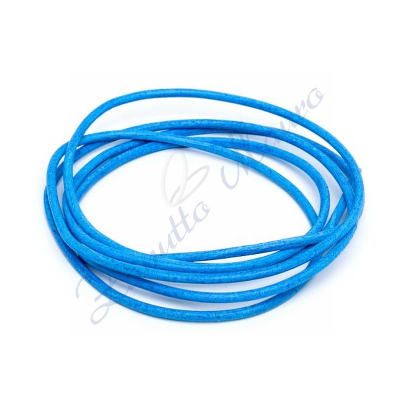 Cordoncino blu in cuoio diam mm 2