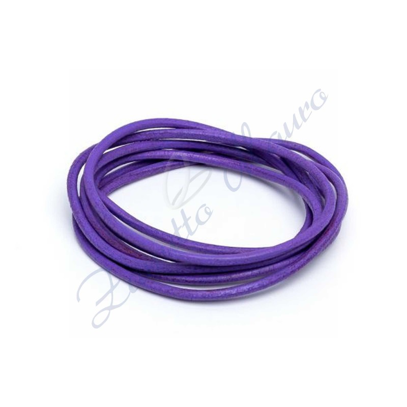 Cordoncino lilla in cuoio diam mm 2