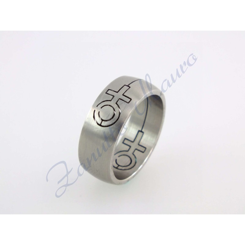 Anello in acciaio simbolo femmina misura 22