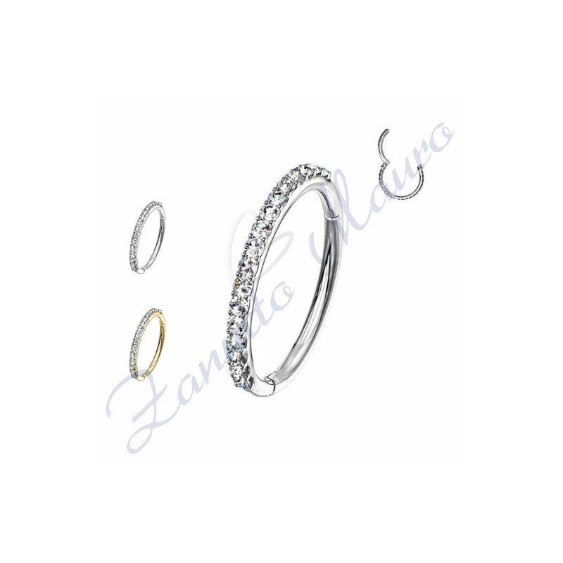 Anello con cristalli mm 1,2x8 in acciaio 361L