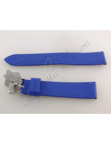 Cinturino Diloy pelle liscio 304 ansa mm 18 blu elettrico