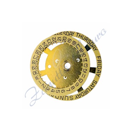 Jeu de disques de date ETA 2834 remplacement 2561 Day12/Date3 or-noir Anglais - 139580