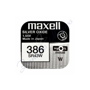Batterie Maxell 386 oxyde d'argent SR43W Hg 0%