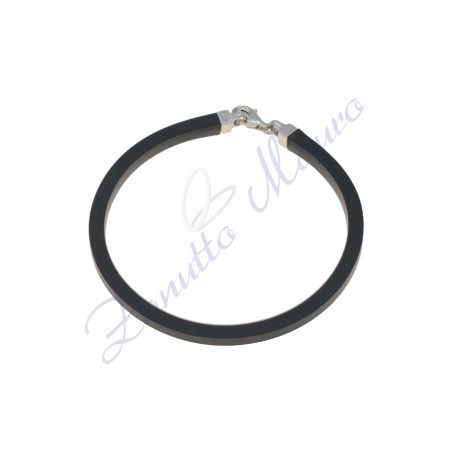 Bracelet en caoutchouc argenté et noir 20 cm