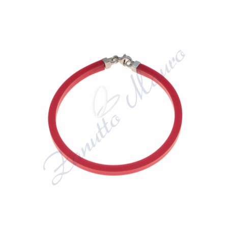 Bracelet en caoutchouc argenté et rouge 20 cm