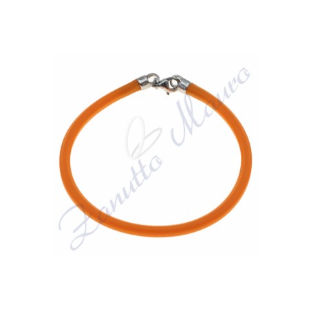 Bracelet en caoutchouc argenté et orange 20 cm