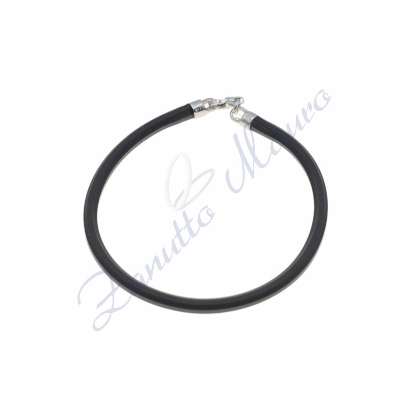Bracelet en caoutchouc argenté et noir 20 cm