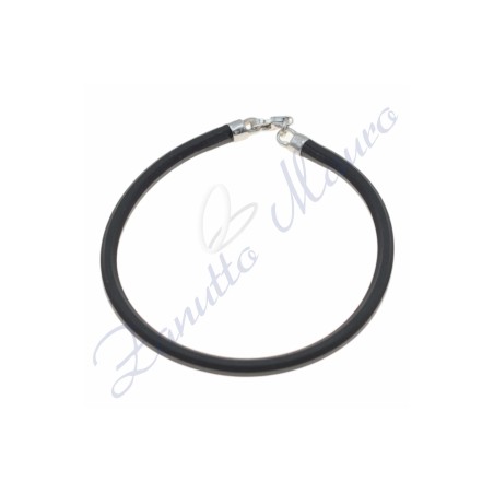 Bracelet en caoutchouc argenté et noir 20 cm