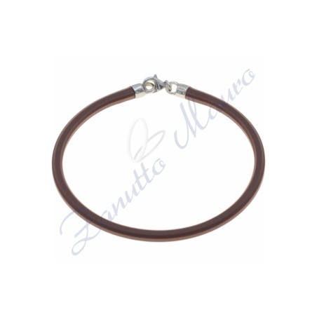 Bracciale in argento e gomma colore testa di moro cm 20