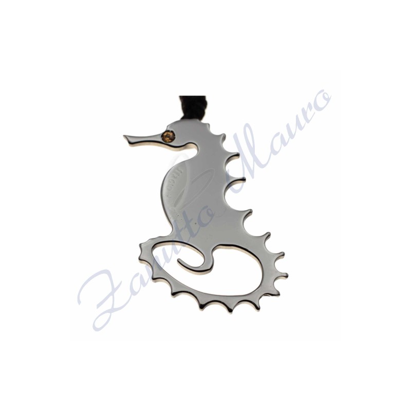 Pendentif hippocampe en argent 925/1000 et saphir jaune
