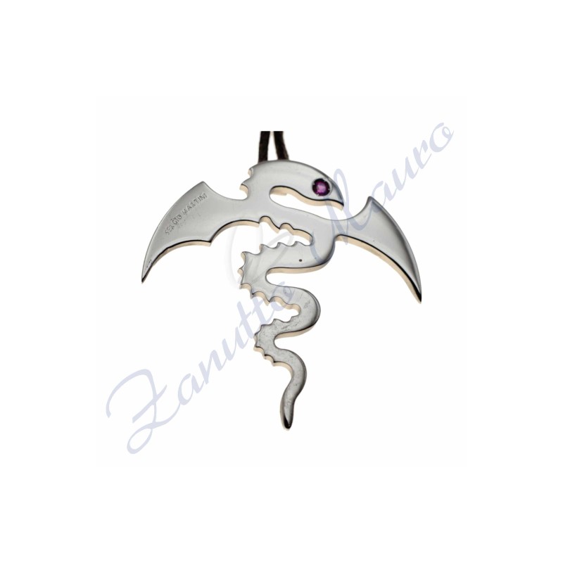 Pendentif Dragon en argent 925/1000 et rubis