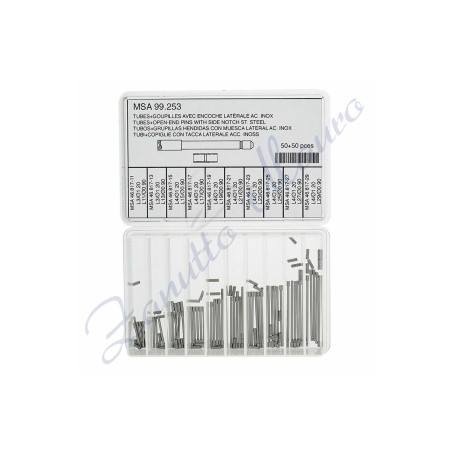 Assortiment de 50 goupilles+tubes 99.252 avec encoche latérale en acier inoxydable - MSA 99.253
