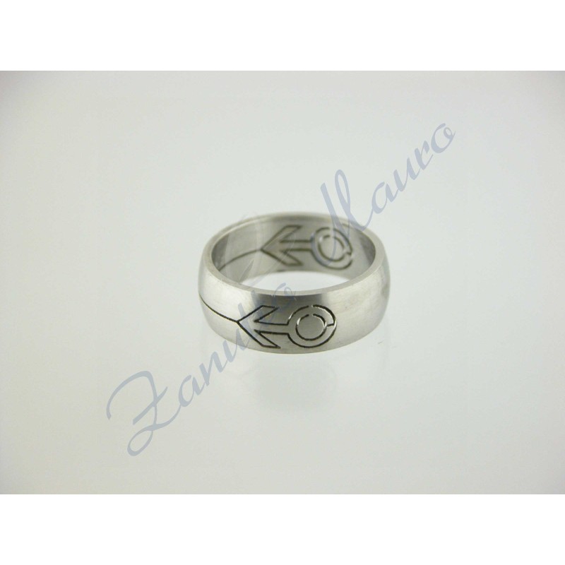 Bague en acier symbole mâle taille 23