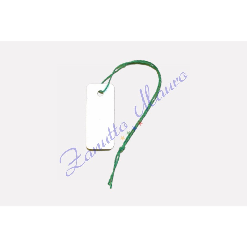Cartellini rettangolari mm 9x21 con filo verde - 500 pezzi