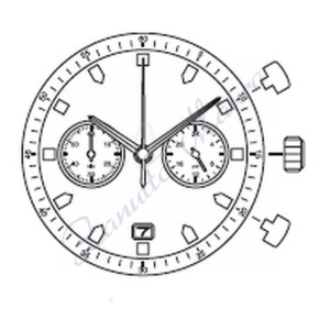 Mouvement Miyota 0S21 date à 4h30 quartz oblique