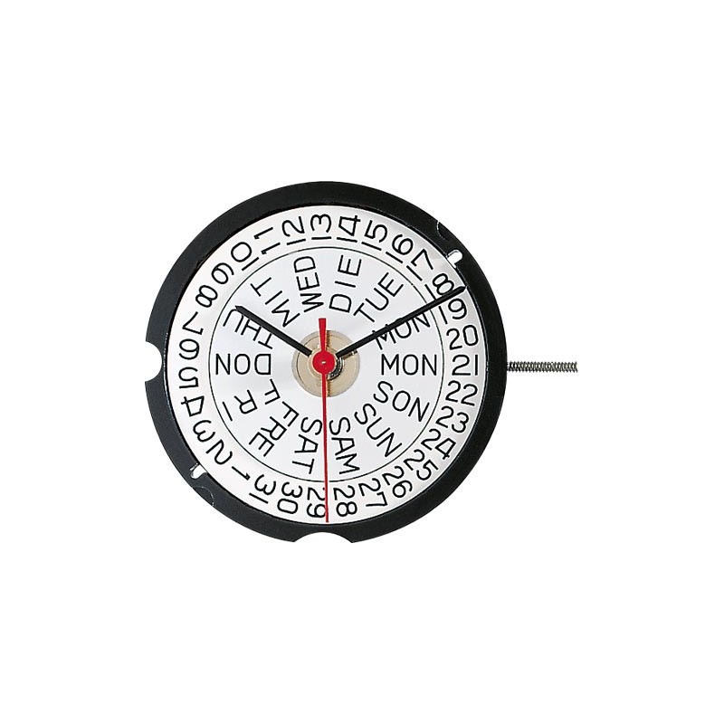 Mouvement Ronda 507 quartz 3 aiguilles double date à 3 heures