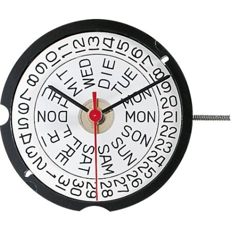 Mouvement Ronda 507 quartz 3 aiguilles double date à 3 heures