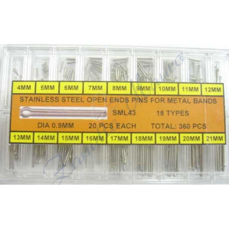 Assortiment de 360 fendues goupilles fendues diamètre 0.90 mm