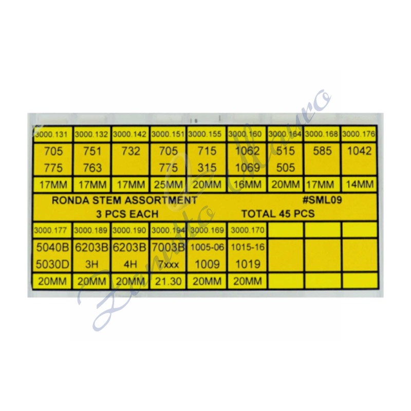 Assortiment 42 tiges pour Ronda