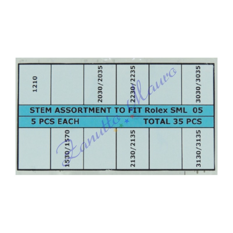 Assortiment de 35 arbres de remontage pour les mouvements Rolex - SML05