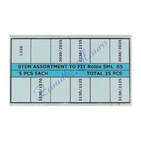 Assortiment de 35 arbres de remontage pour les mouvements Rolex - SML05