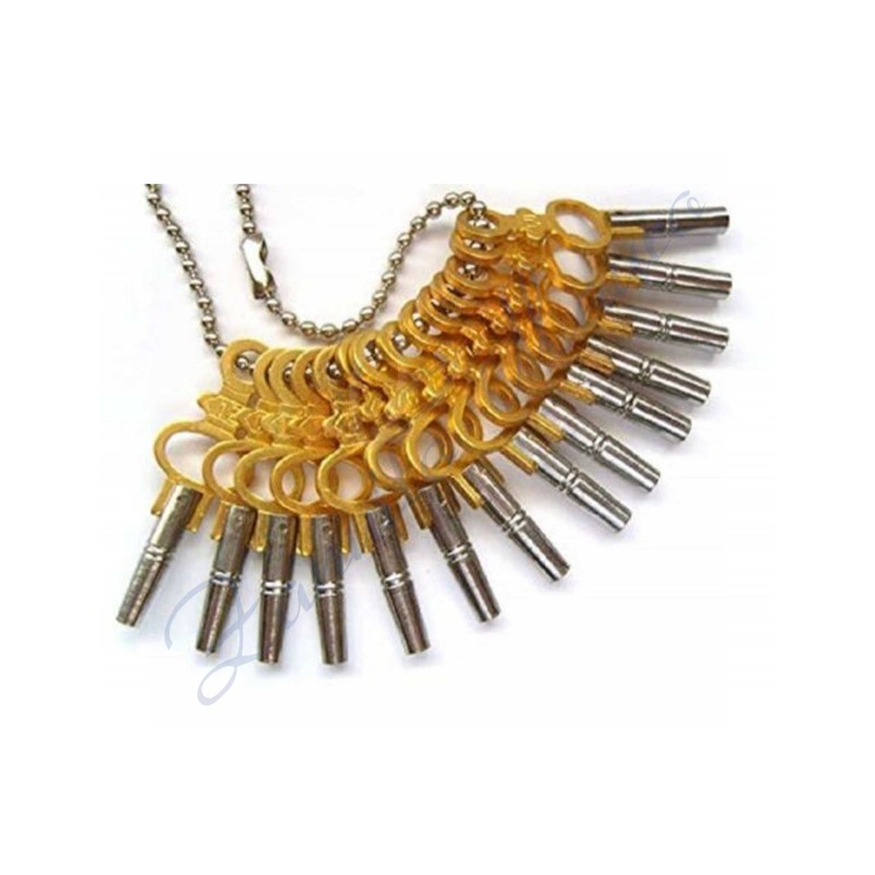 Assortiment de 14 clés de remontage pour montres de poche