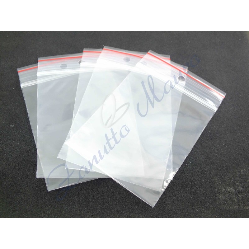 Paquet de 100 enveloppes minigrip 60x80 avec ligne rouge sans fenêtre