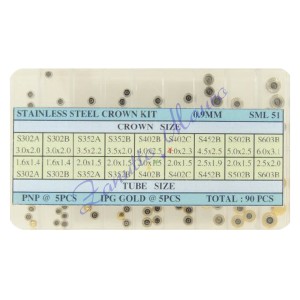 Assortiment de 90 couronnes étanches en acier 45 chromées + 45 dorées - SML51