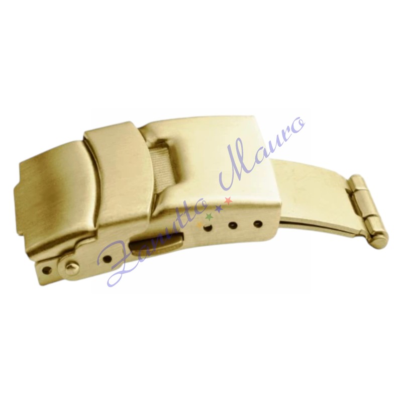 Fermoir en acier doré avec cran de sécurité et 2 boutons-poussoirs Boucle de 16 mm