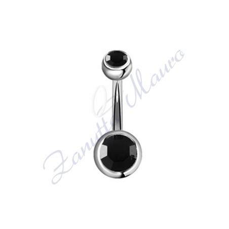 Piercing banane 1.6/10 acier 316L 5/8 strass noir